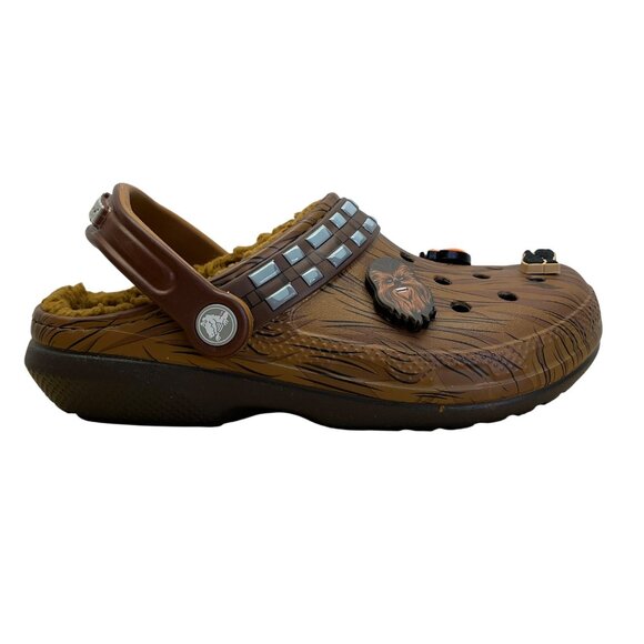 Crocs x Star Wars Brown Chewbacca Jibbitz Fuzzy Lined Clogs Size W6/M4 - New - Picture 1 of 9